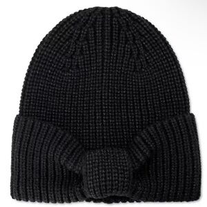 KATE SPADE BLACK BEANIE WITH BOW
